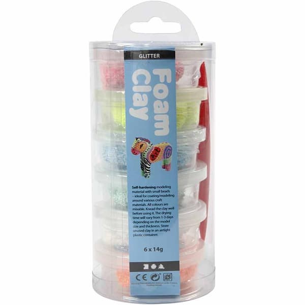 Foam Clay® , glitter, pastellfarger, 6x14 g/ 1 pk.