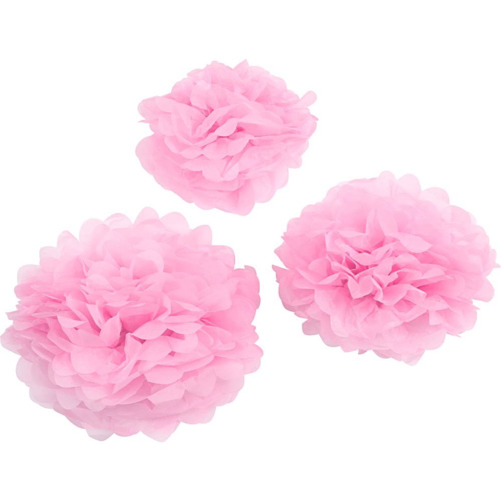Pompoms Silkespapper 3 st Rosa