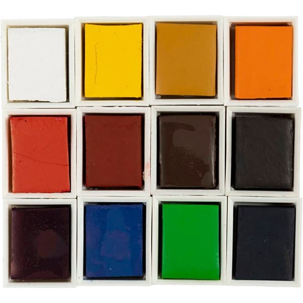 Art Aqua akvarellfärger, mixade färger, ½-pan, stl. 10x20 mm, 12 färg/ 1 förp.