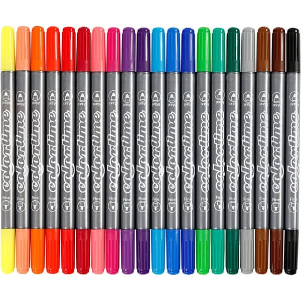 Colortime Dobbelttusch, streg 2,3+3,6 mm, standardfarver, 20 stk./ 1 pk.