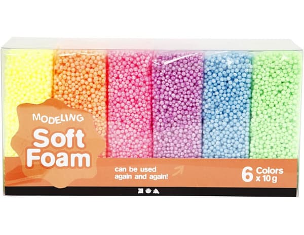 Soft Foam, neonfarger, 6x10 g/ 1 pk.
