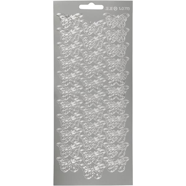 Stickers, fjärilar, ark 10x23 cm, silver, 1 ark