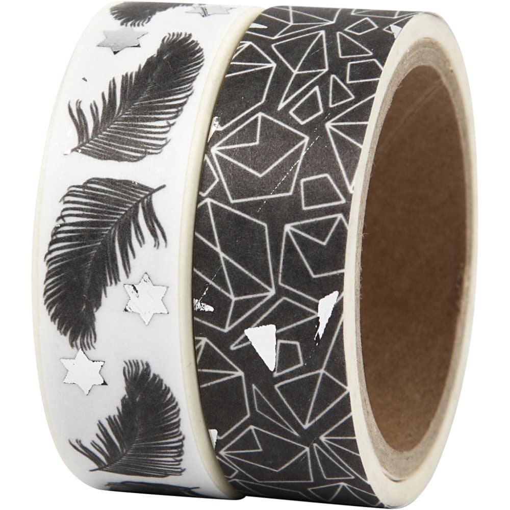 Washitejp, fjäder och mönster B:15 mm, 2x4m