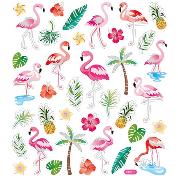 Klistremerker, flamingo, ark 15x16,5 cm, 1 ark