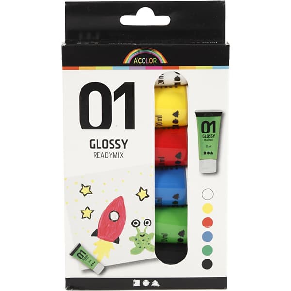 Akrylfärg Standard Färger 01 Blank 6x20 ml A-color