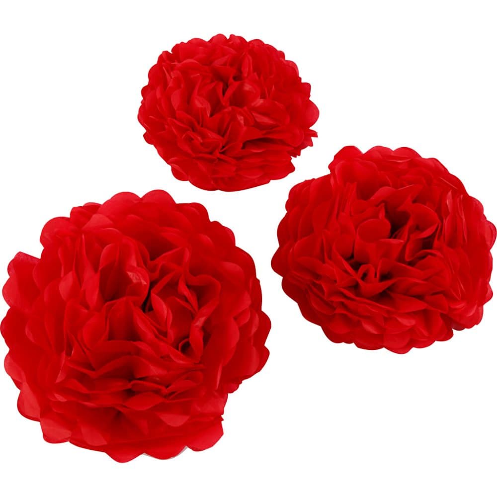 Pompoms Silkespapper 3 st Röd