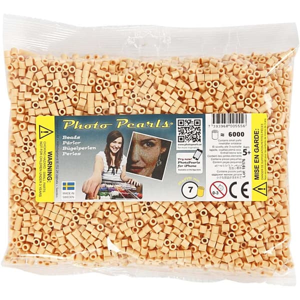 Rørperler, str. 5x5 mm, hullstr. 2,5 mm, 6000 stk., beige (6)