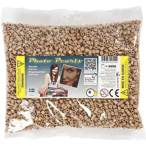 Rørperler, str. 5x5 mm, hullstr. 2,5 mm, 6000 stk., beige (6)