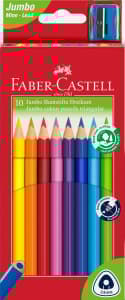 Färgpenna Jumbo + Vässare 10 färger Faber-Castell