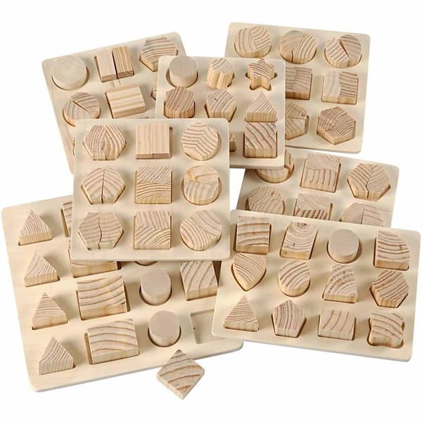 Pussel - Plywood - stl. 12,5x12,5-19,5x19,5 cm - 7 st