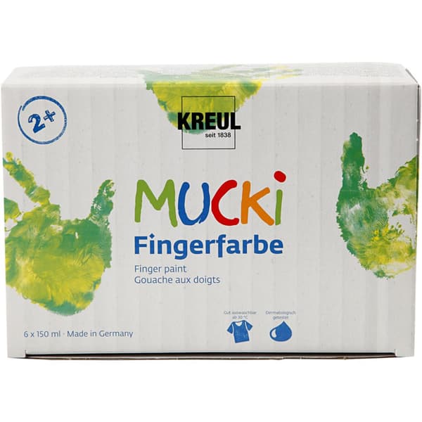 Fingerfärg - 6x150ml - Mixade färger