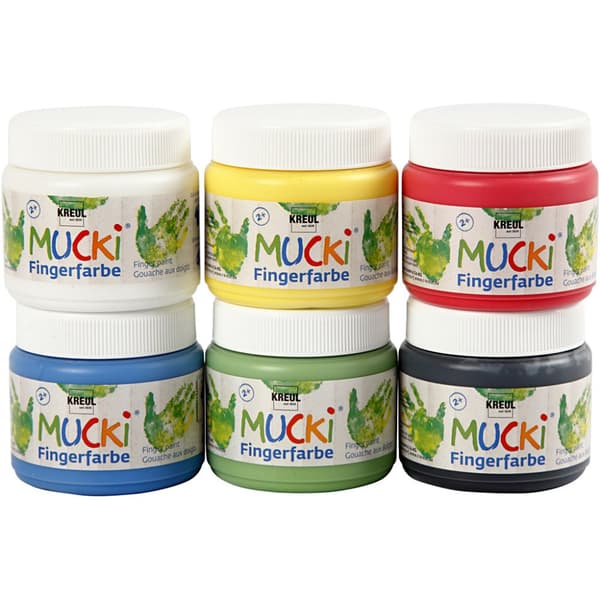 Fingerfärg - 6x150ml - Mixade färger