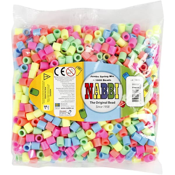 Nabbi Pärlor Jumbo 10mm - Pastellfärger - 1000 st