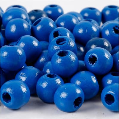 Träpärlor - 12 mm - Blå - 22 g - ca 40 st