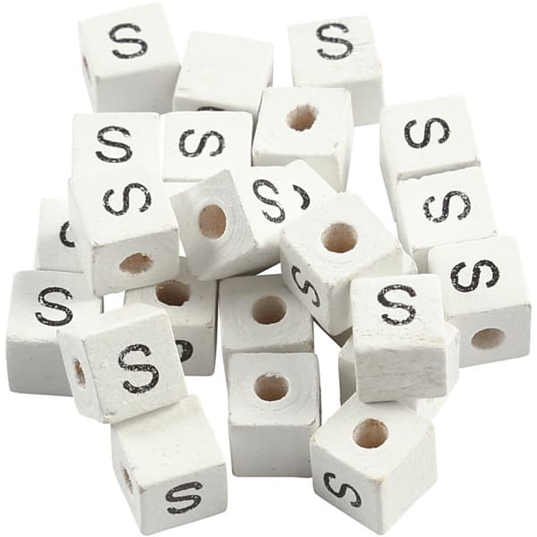 Bokstavspärlor 25 st Vit Fyrkant - 8x8 mm - S