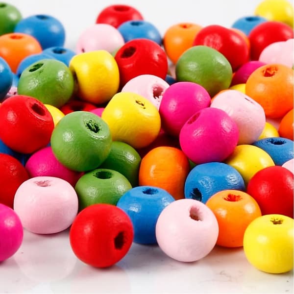 Träpärlor - 8 mm - Mixade Färger - 500 g