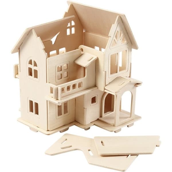 3D Pussel - Hus med balkong - Höjd: 19 cm - Plywood