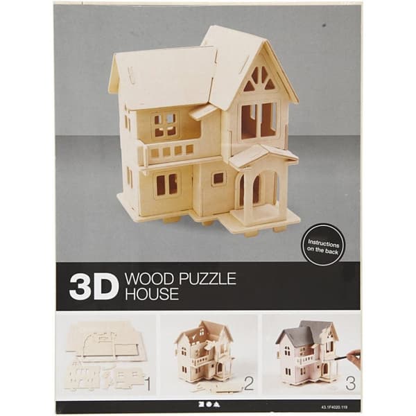 3D Pussel - Hus med balkong - Höjd: 19 cm - Plywood
