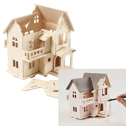 3D Pussel - Hus med balkong - Höjd: 19 cm - Plywood