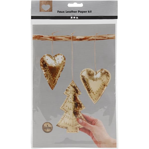 Juldekoration av Läderpapper - Pysselkit - Metallic Guld