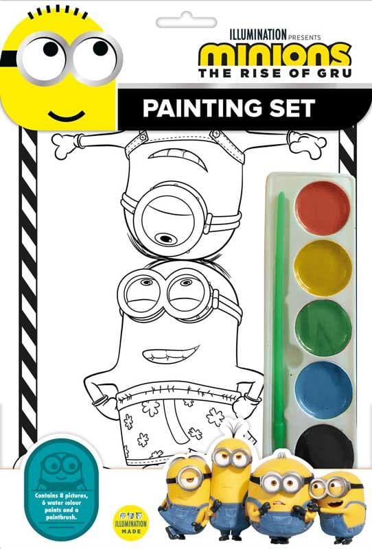 Minions 8 sidor med vattenfärger pyssel