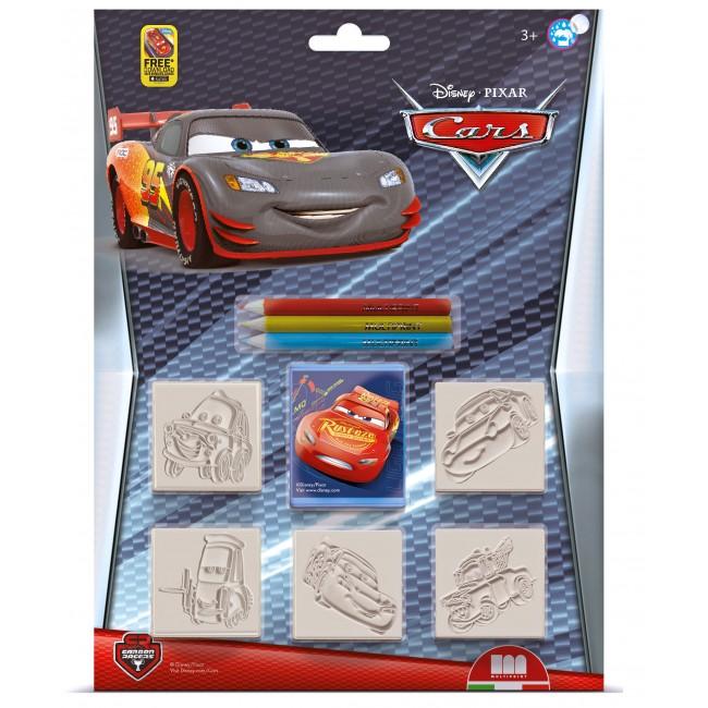 Cars 5 st stämplar och 3 st pennor bilar bil stämpel