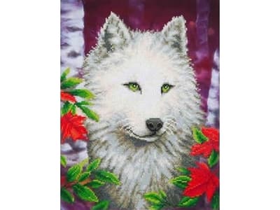Diamond Dotz 46 x 35 cm - Hvid Ulv