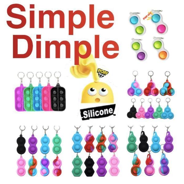 2 stk Multipack - Enkel fordybning, MINI Pop it Fidget Finger Legetøj - CE