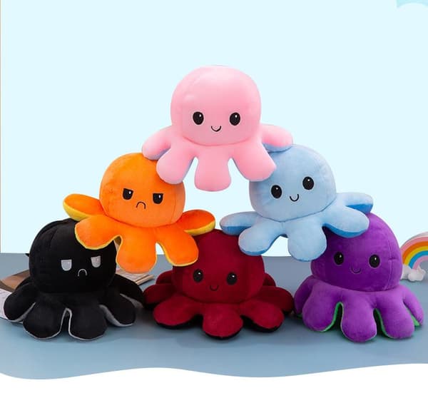 Dubbelsidig vändbar bläckfisk plyschleksaker, Reversible Octopus