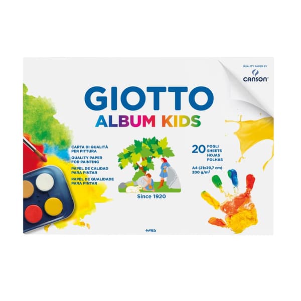 Målarblock Barn A4 för akvarell och vattenfärg, 20 sidor 200g, Giotto