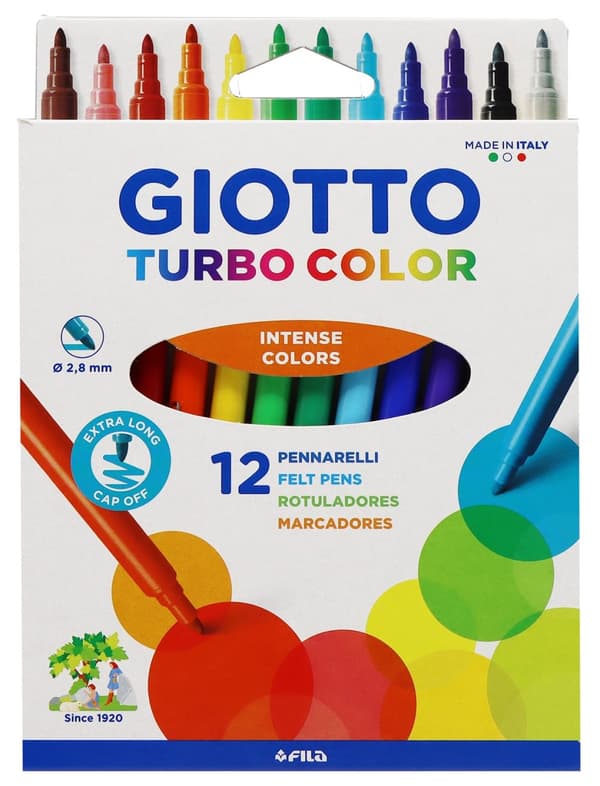 Tuschpennor 12-p vattenbaserade, Giotto Turbo Color
