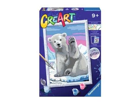 Ravensburger CreArt Pawesome Polar Bear, Malinger inkludert, Gutt/Jente, Fargelegg etter tall