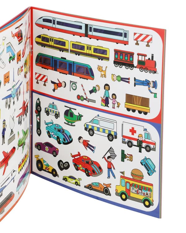 Galt Stickerbok Fordon - Klistermärken Återanvändningsbara