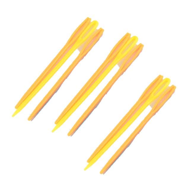 9 sticknålar stor ögla plast orange gula