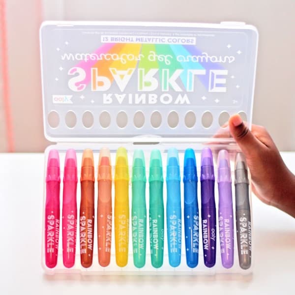 Rainbow Sparkle Skinnende gel-penn med vannfargeeffekt, 12 stk Ooly