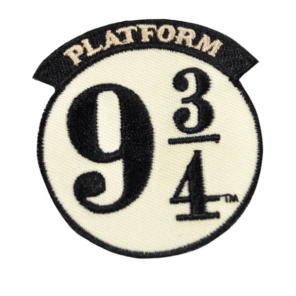 Harry Potter Platform 9 & 3 Quarters Iron On Patch White/Black One Size