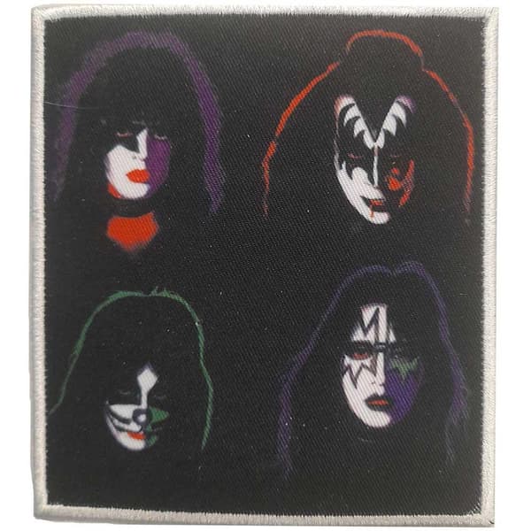 Kiss Four Heads Iron On Patch Black One Size
