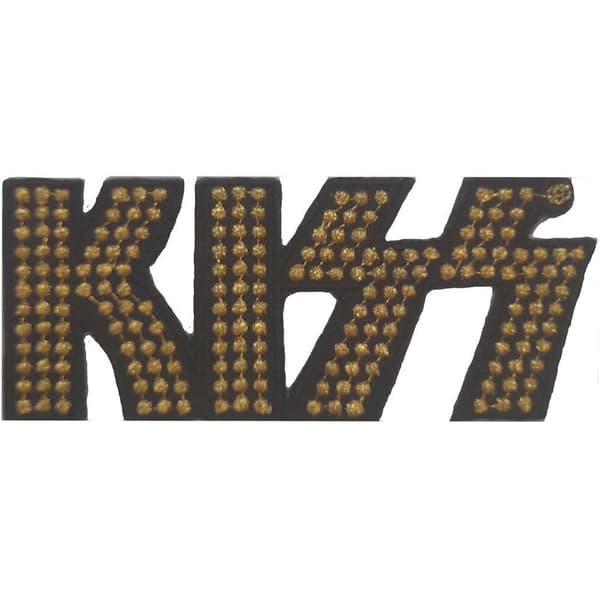 Kiss Logotyp med stöttning på strykjärn på plåster Black/Bronze One Size