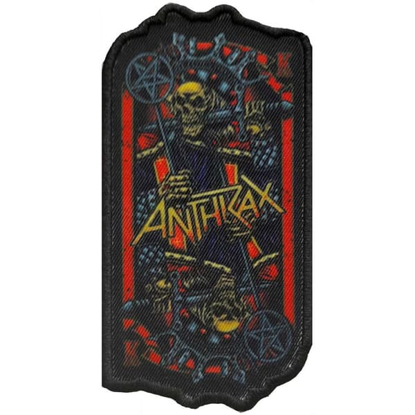 Anthrax Evil King Iron On Patch Black/Yellow/Red One Size