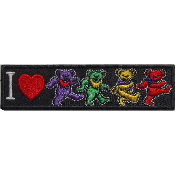 Grateful Dead I Love Bears Iron On Patch Black One Size