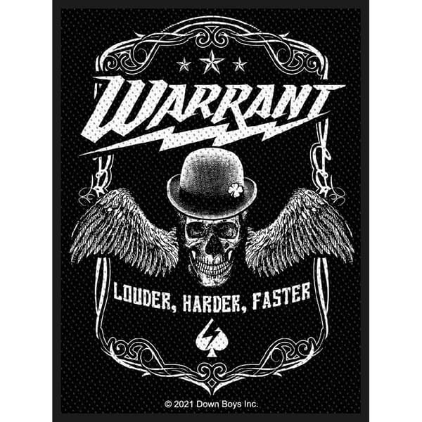 Warrant Louder Harder Faster Standard Patch Black/White One Size