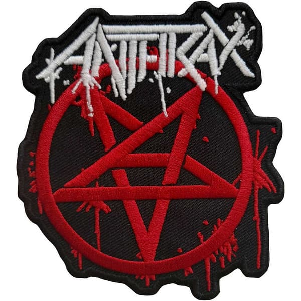 Anthrax Logo Pentagram strygeplaster Red/Black/White One Size
