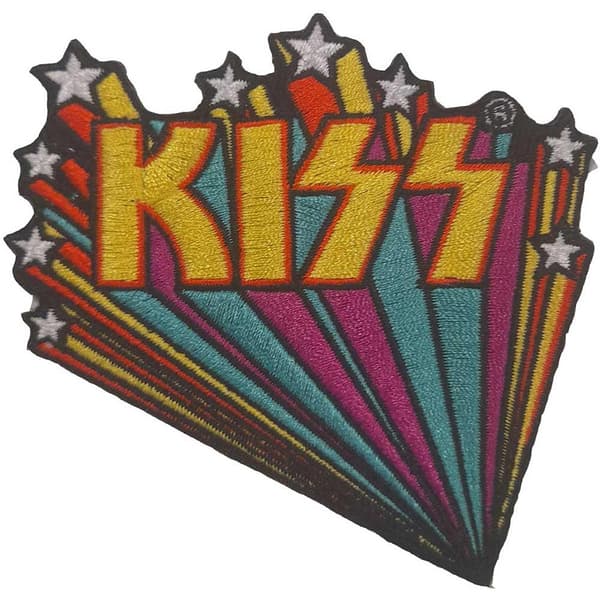 Kiss Stjärnbanner strykjärn på plåster Yellow/Teal/Violet One Size