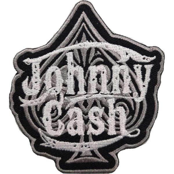 Johnny Cash Spade Iron On Patch Black/Grey One Size