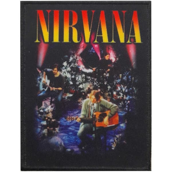 Nirvana Unplugged Photograph Iron On Patch Black/Red/Yellow One Size