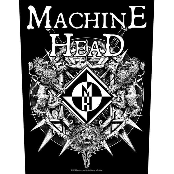 Machine Head Crest With Swords Patch Black/White One Size