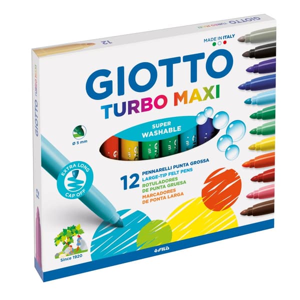 Tuschpennor Maxi 12-p vattenbaserade, Giotto Turbo Maxi