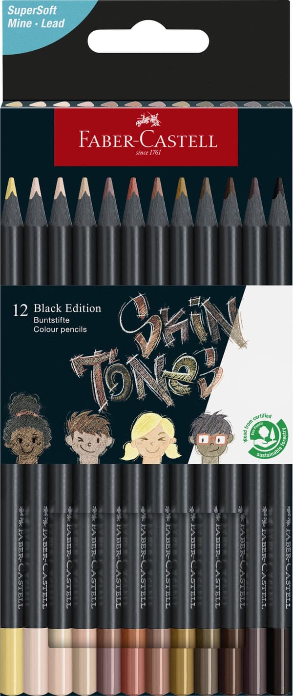 Black Edition Hudtonsfärgpennor 12-pack, Faber-Castell