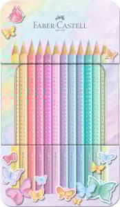 Färgpennor Sparkle Pastellfärger Metalletui, 12-p FSC, Faber-Castell