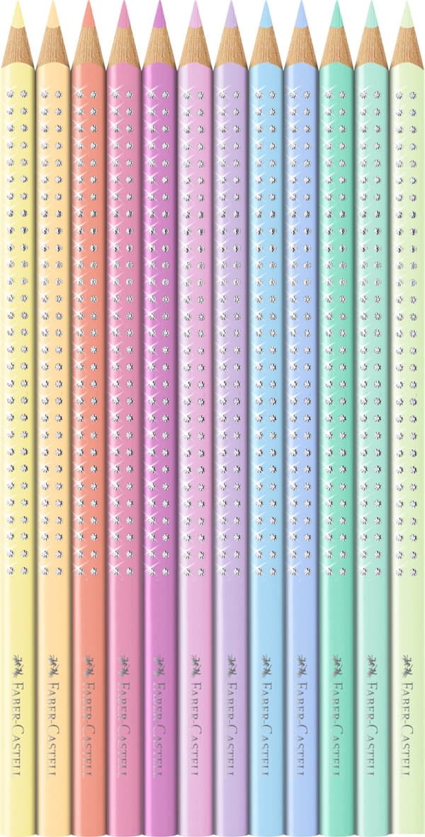Färgpennor Sparkle Pastellfärger Metalletui, 12-p FSC, Faber-Castell